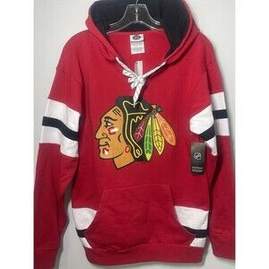 NHL Chicago Blackhawks Lace Up Pullover Hoodie Men’s S Red/Black/White